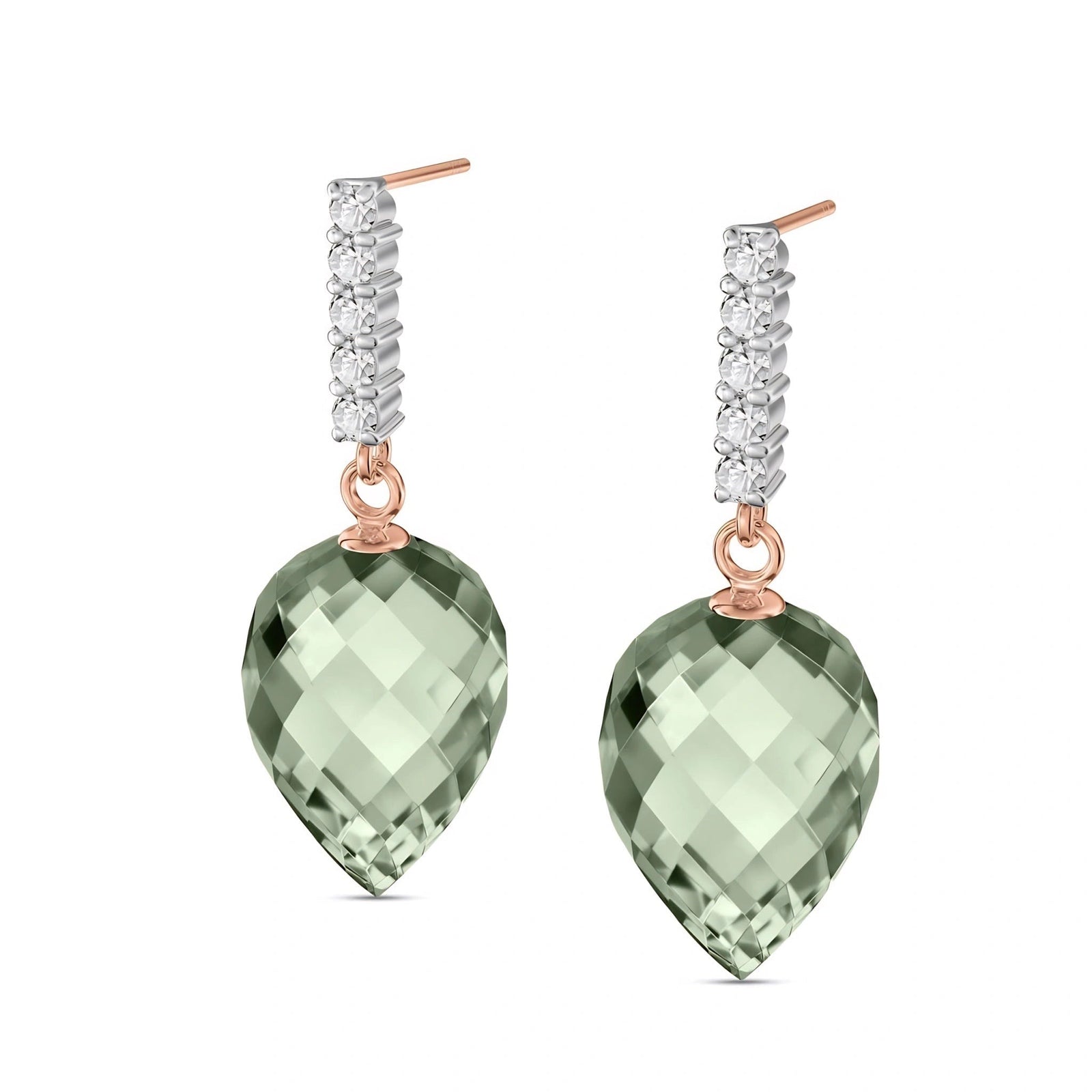 Rose Gold Earrings Green Amethyst 10K — Gina