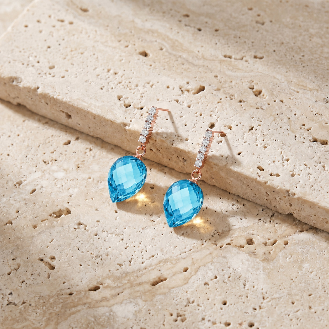 Rose Gold Earrings Green Amethyst 10K — Gina