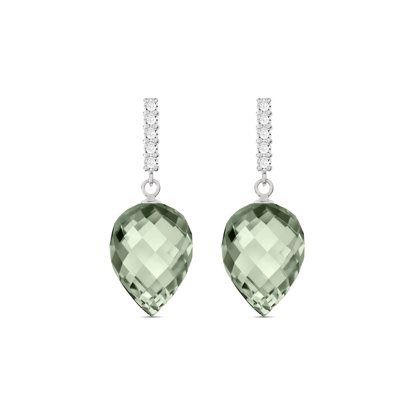White Gold Earrings Green Amethyst 10K — Gina