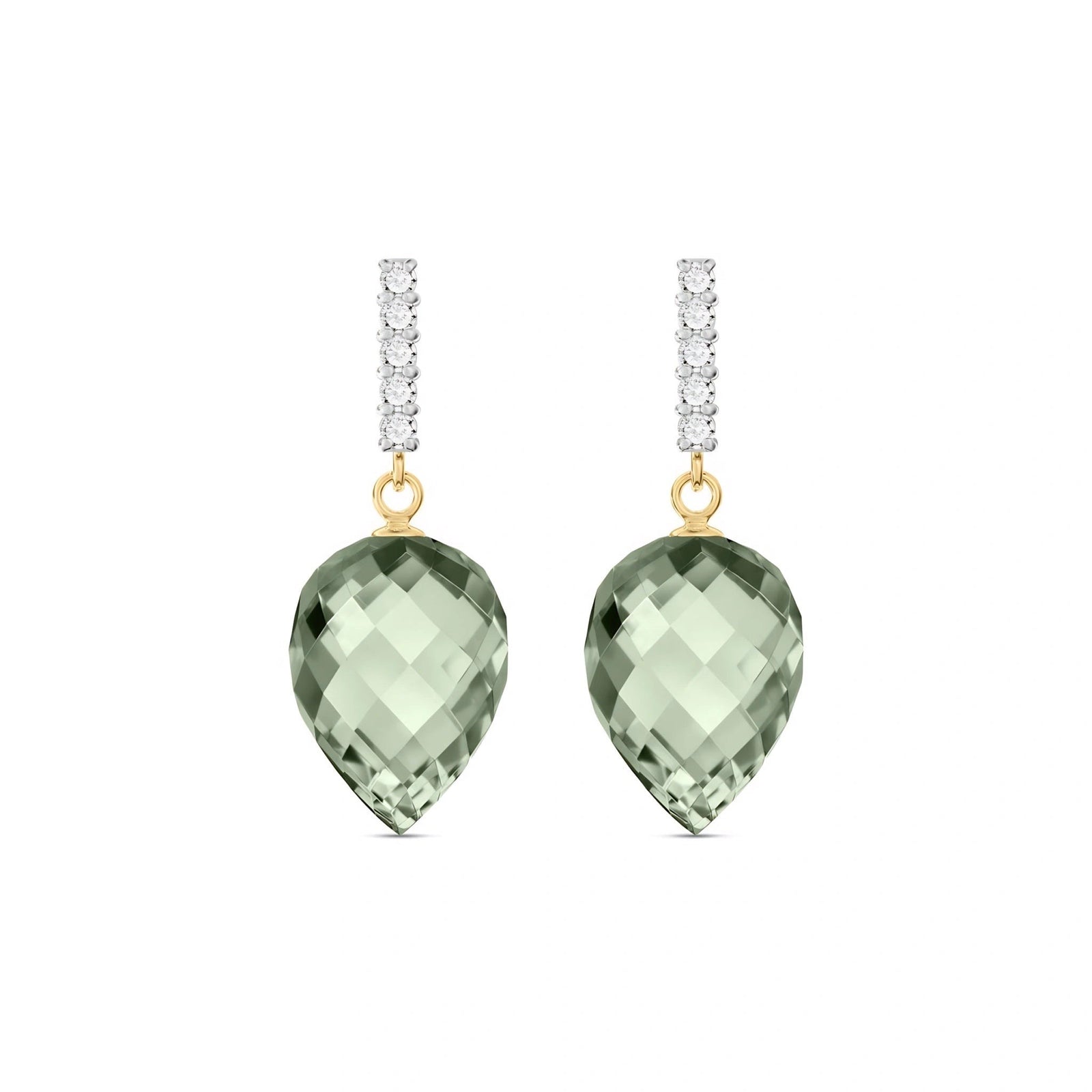 Yellow Gold Earrings Green Amethyst 10K — Gina