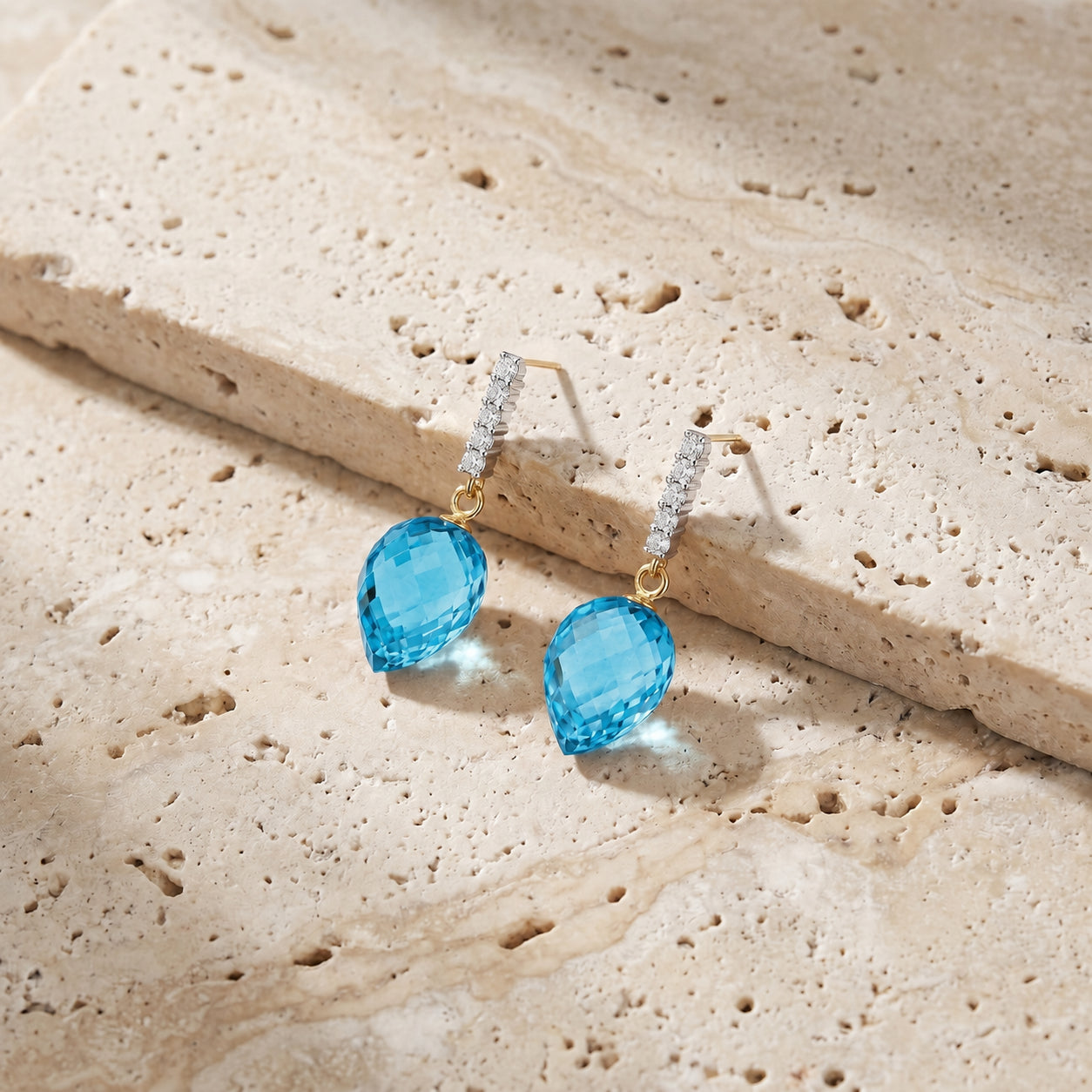 Yellow Gold Earrings Green Amethyst 10K — Gina