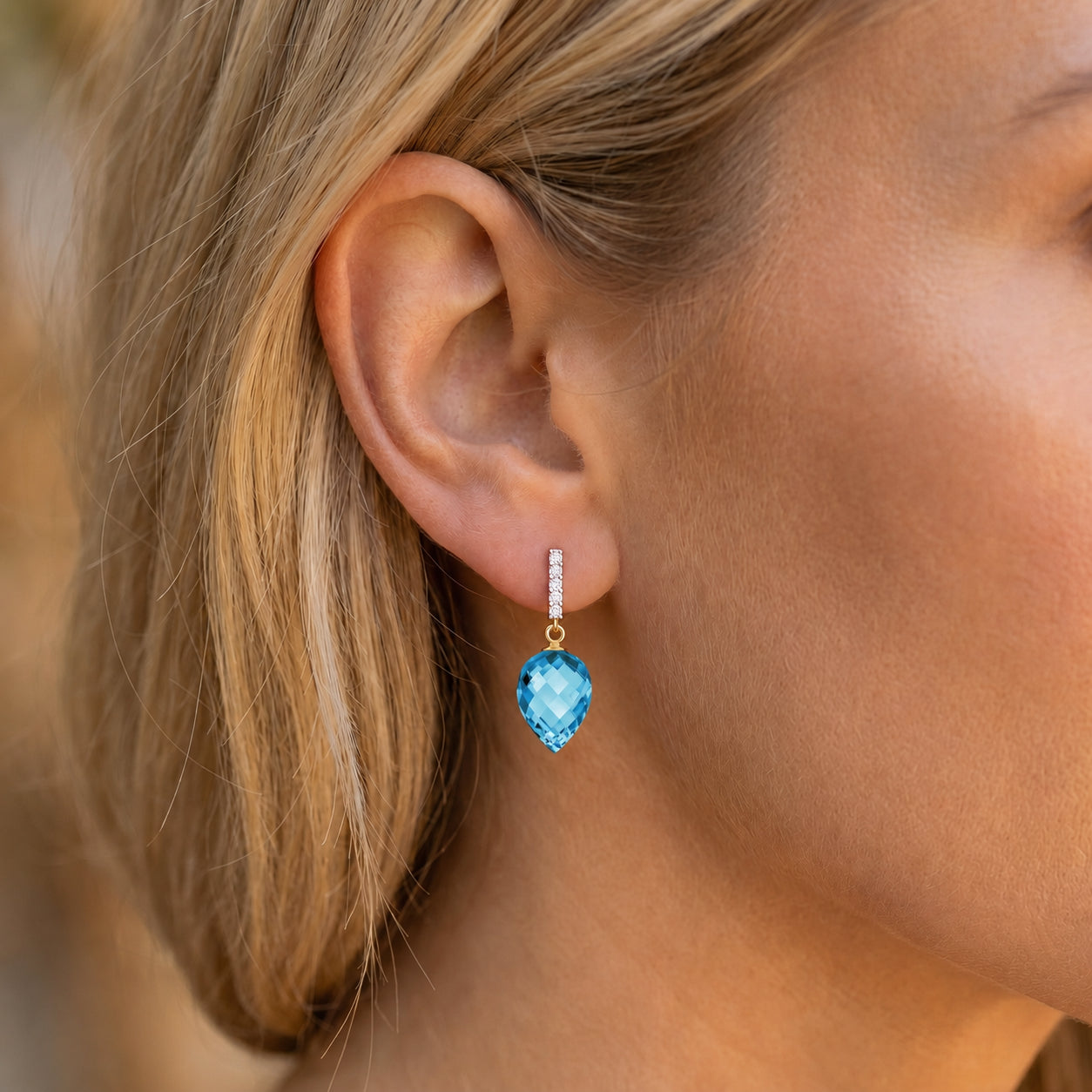 Yellow Gold Earrings Green Amethyst 10K — Gina