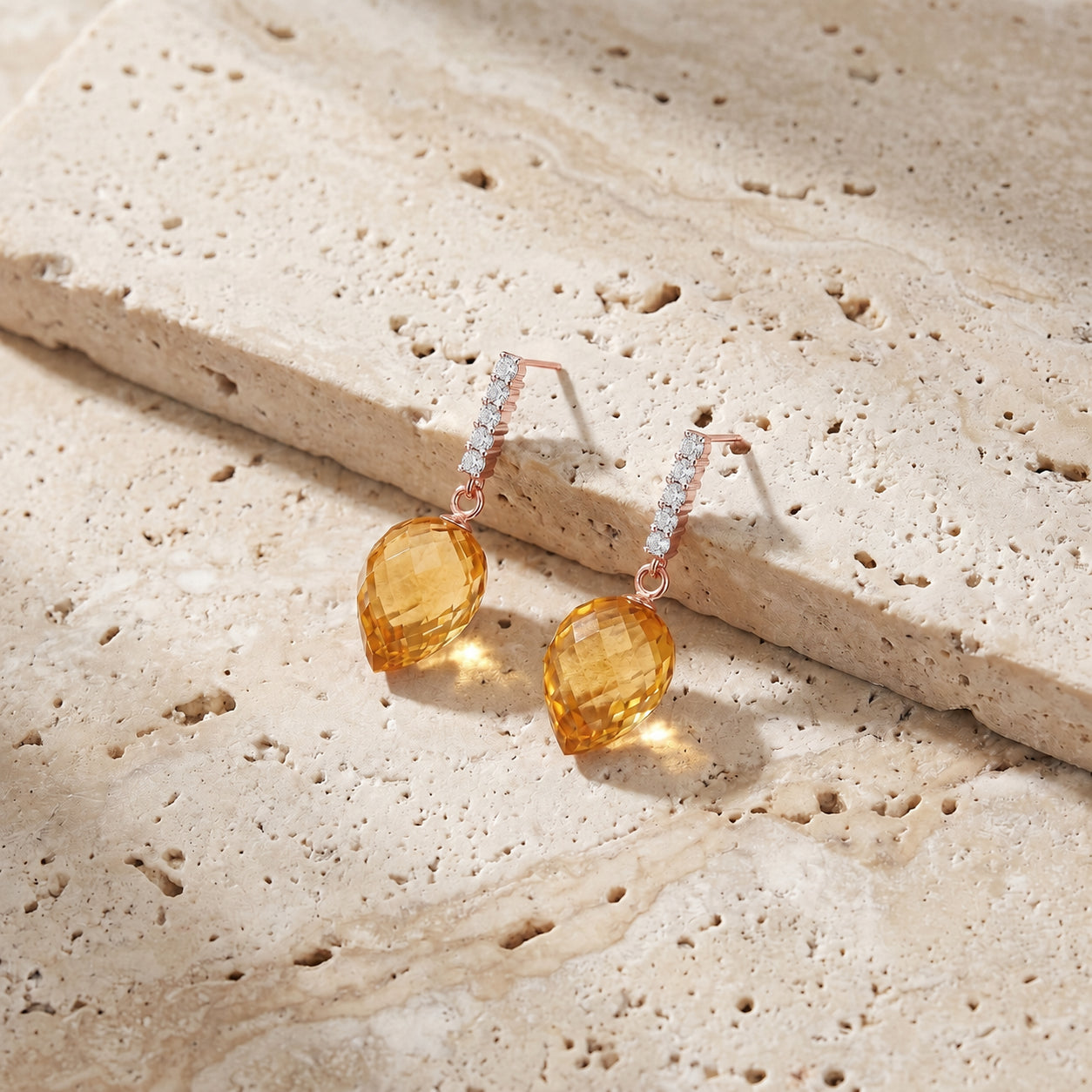 Rose Gold Earrings Citrine 10K — Gina