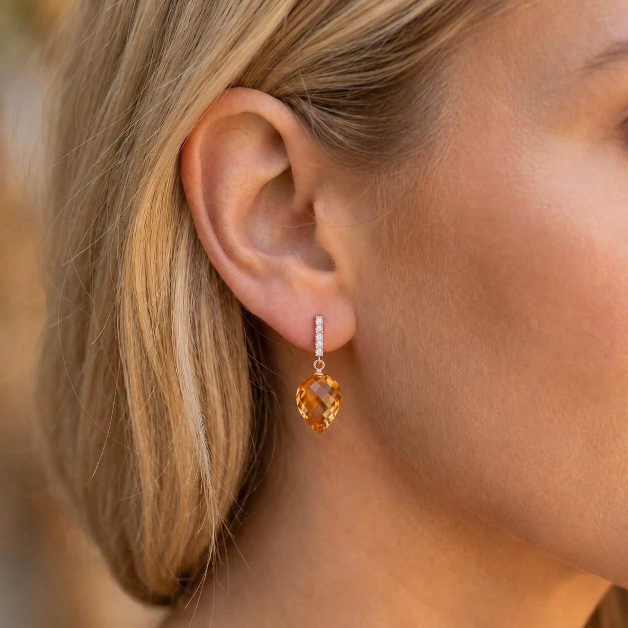 Rose Gold Earrings Citrine 10K — Gina