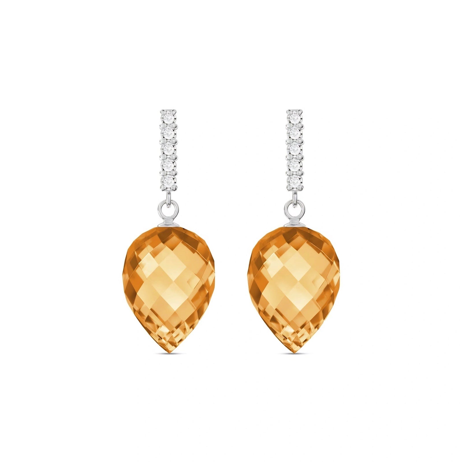 White Gold Earrings Citrine 10K — Gina