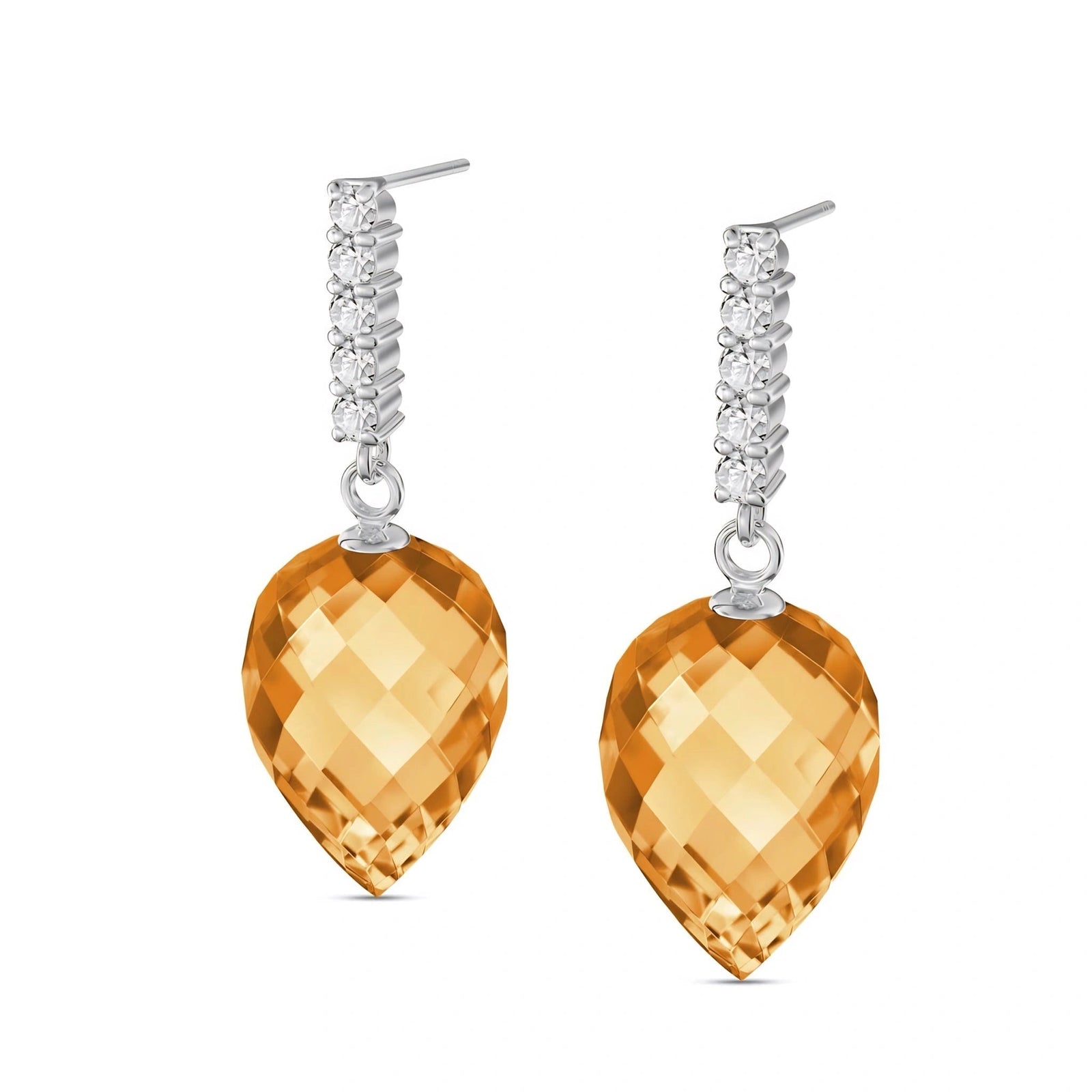 White Gold Earrings Citrine 10K — Gina