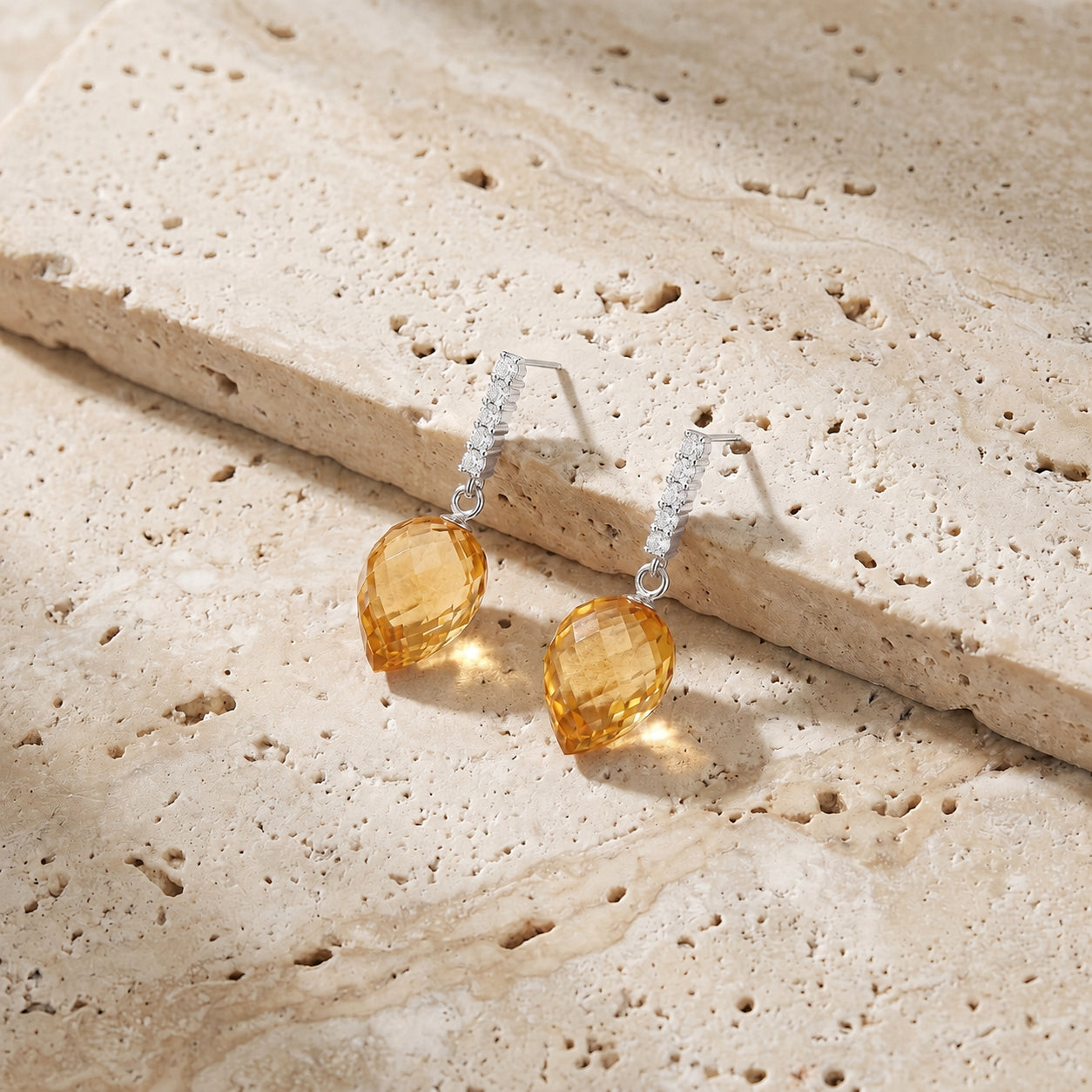 White Gold Earrings Citrine 10K — Gina