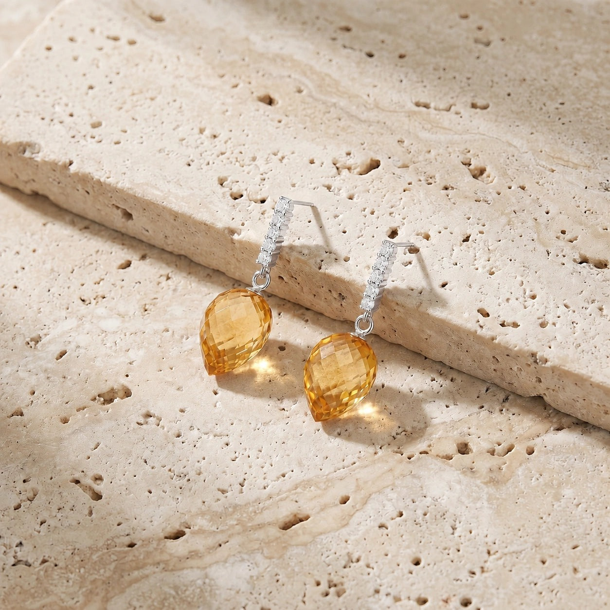 White Gold Earrings Citrine 10K — Gina