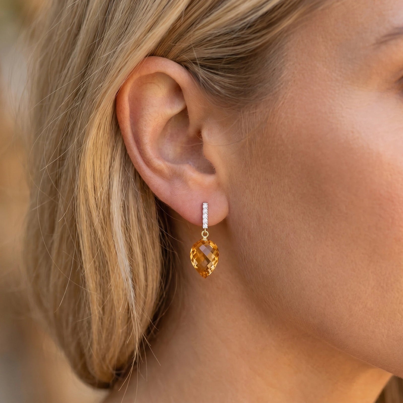 Yellow Gold Earrings Citrine 10K — Gina