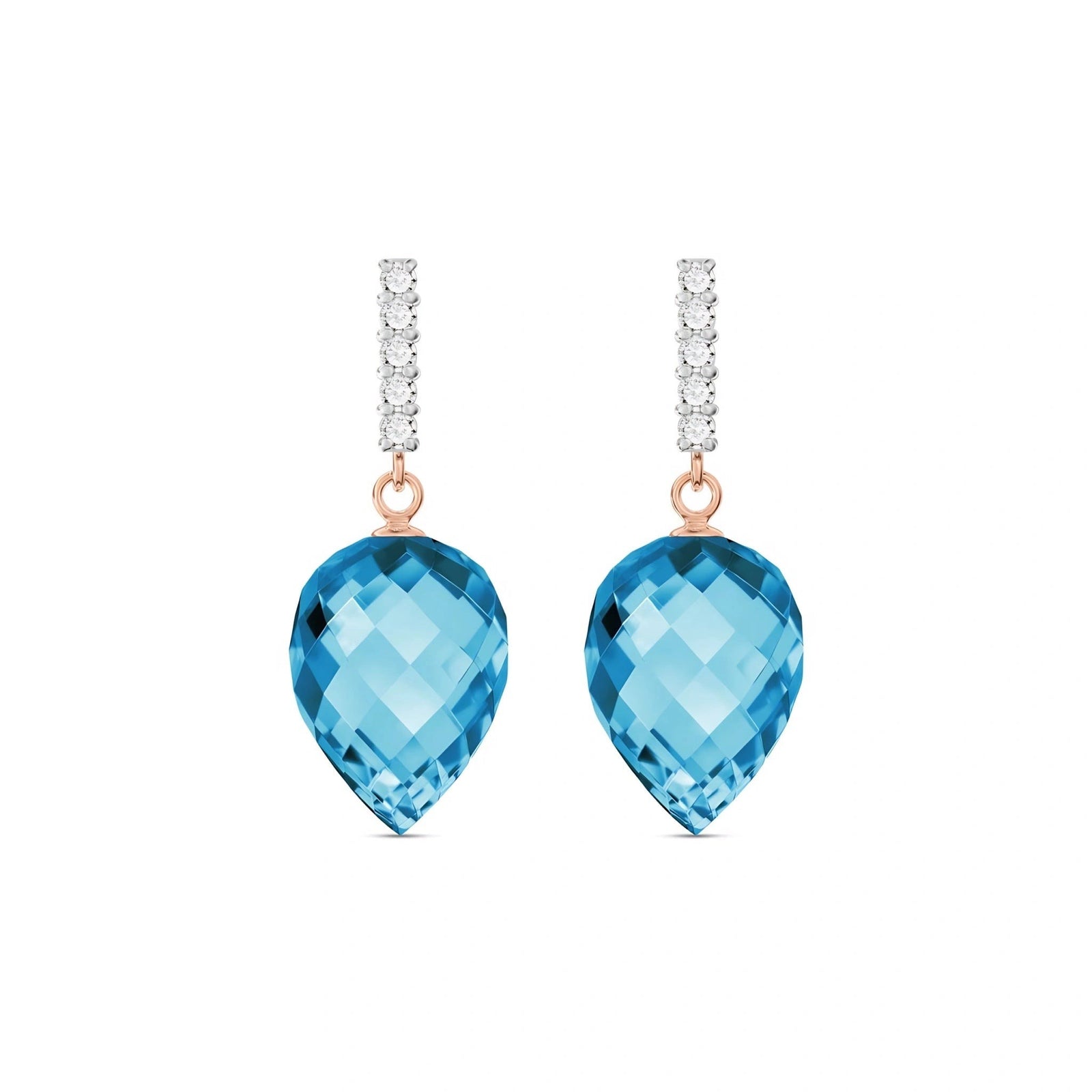 Rose Gold Earrings Blue Topaz 10K — Gina