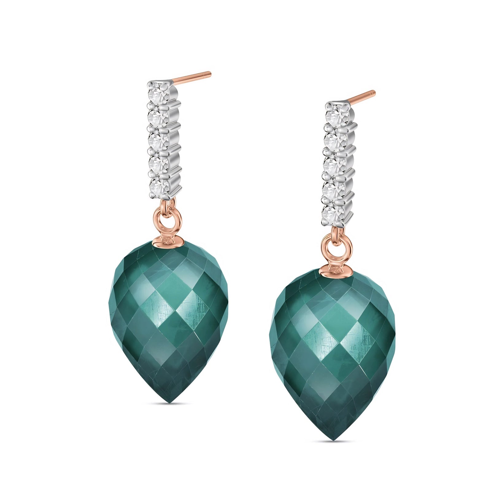 Rose Gold Earrings Blue Topaz 10K — Gina