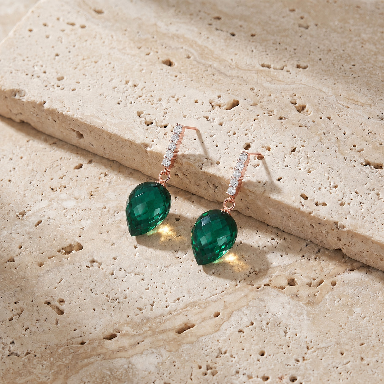 Rose Gold Earrings Blue Topaz 10K — Gina