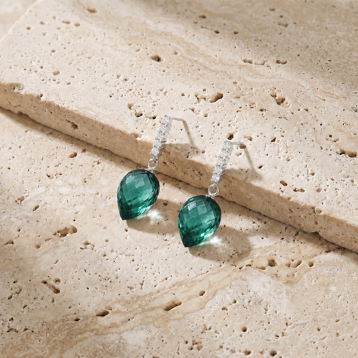 White Gold Earrings Blue Topaz 10K — Gina