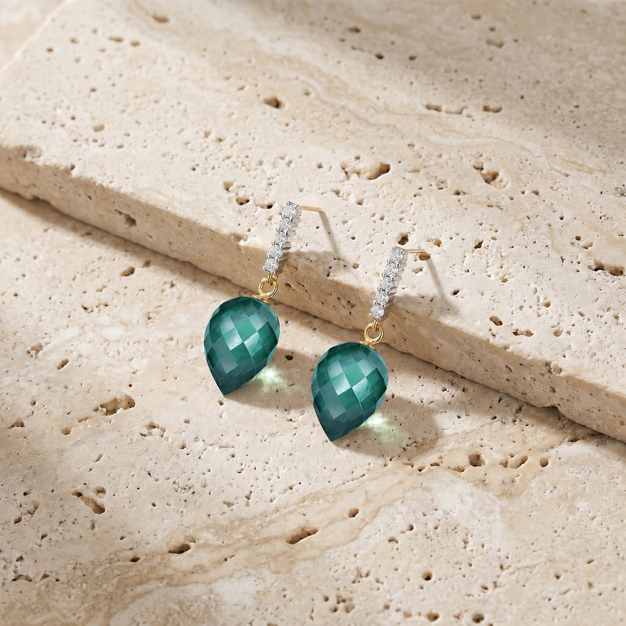 Yellow Gold Earrings Blue Topaz 10K — Gina