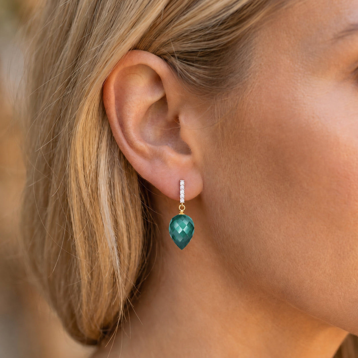 Yellow Gold Earrings Blue Topaz 10K — Gina