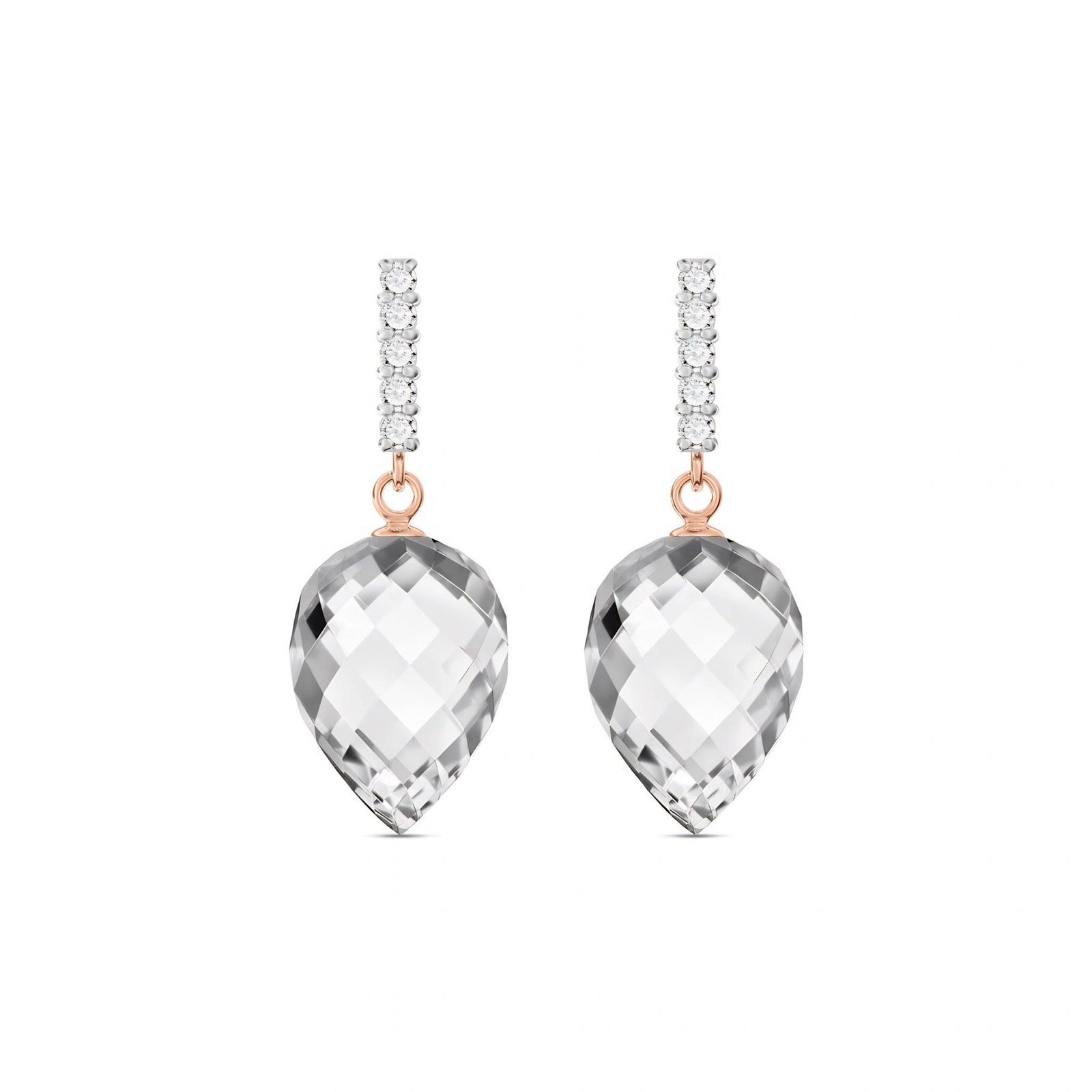 Rose Gold Earrings White Topaz 10K — Gina