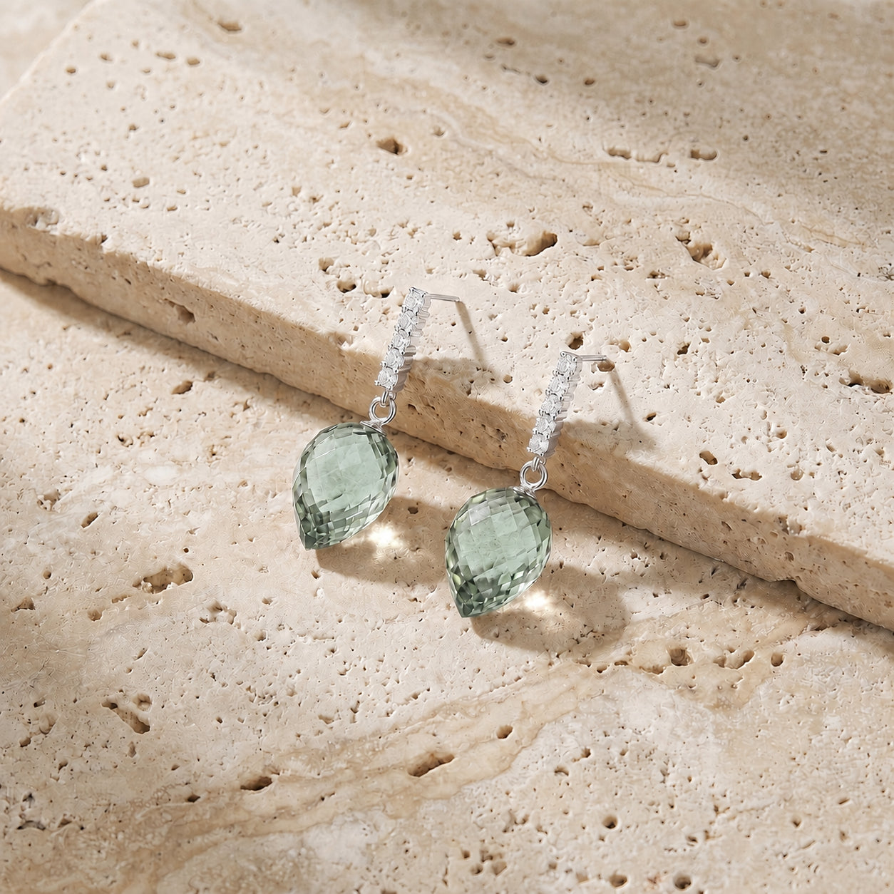 White Gold Earrings White Topaz 10K — Gina