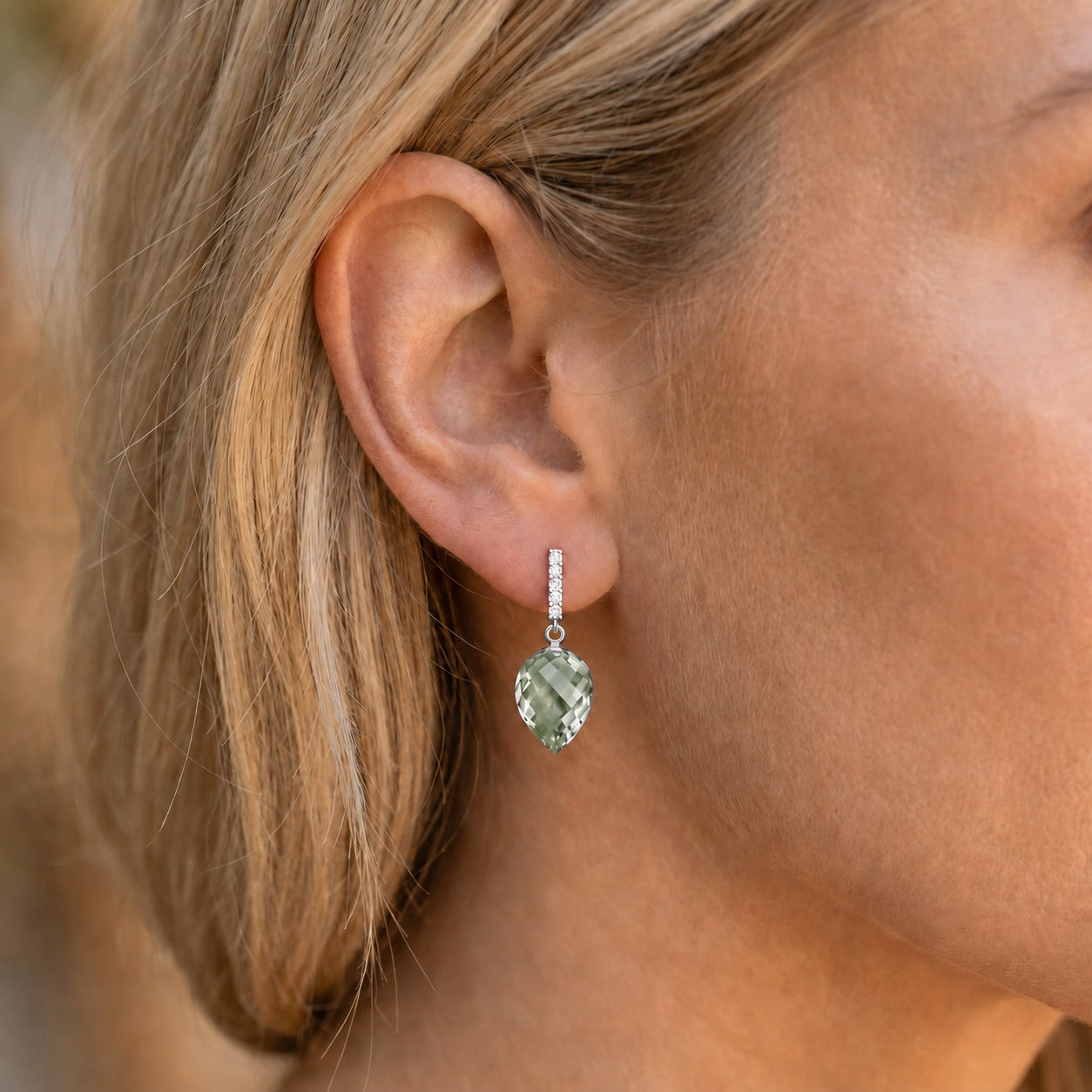White Gold Earrings White Topaz 10K — Gina