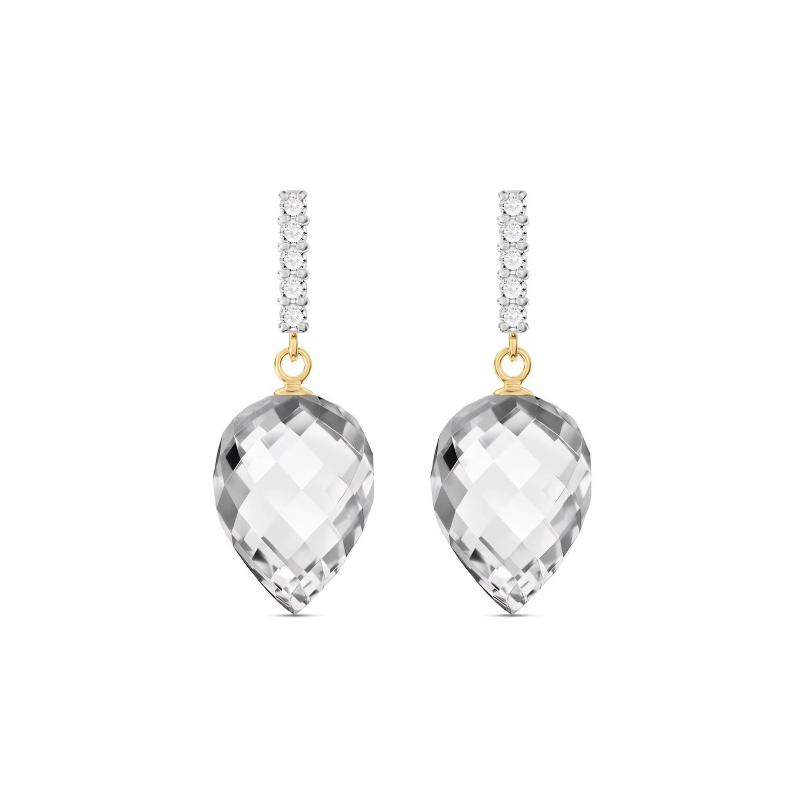 Yellow Gold Earrings White Topaz 10K — Gina
