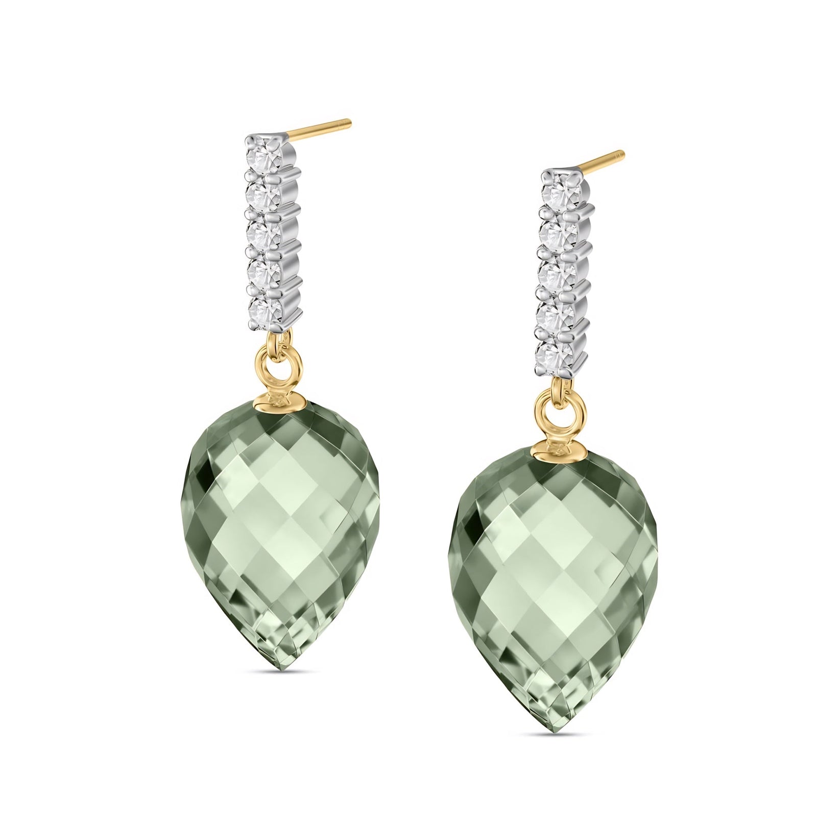 Yellow Gold Earrings White Topaz 10K — Gina