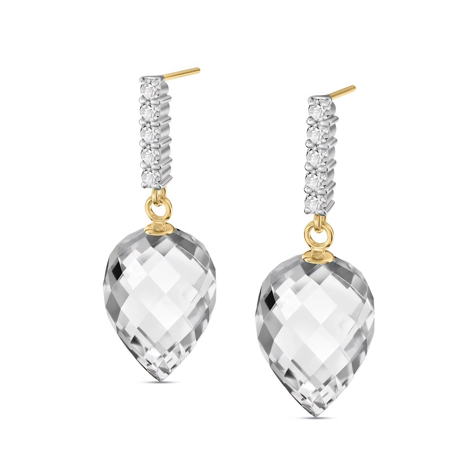 Yellow Gold Earrings White Topaz 10K — Gina
