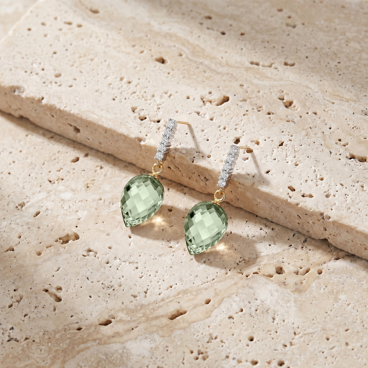 Yellow Gold Earrings White Topaz 10K — Gina