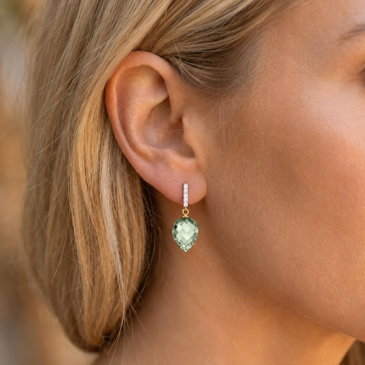 Yellow Gold Earrings White Topaz 10K — Gina