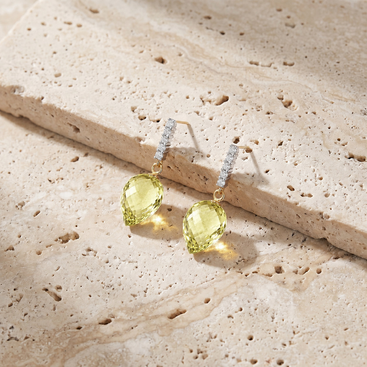 Yellow Gold Earrings Lemon Quartz 10K — Gina