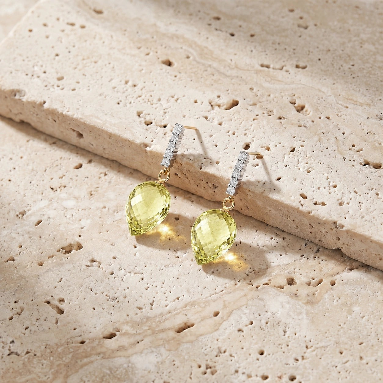 Yellow Gold Earrings Lemon Quartz 10K — Gina