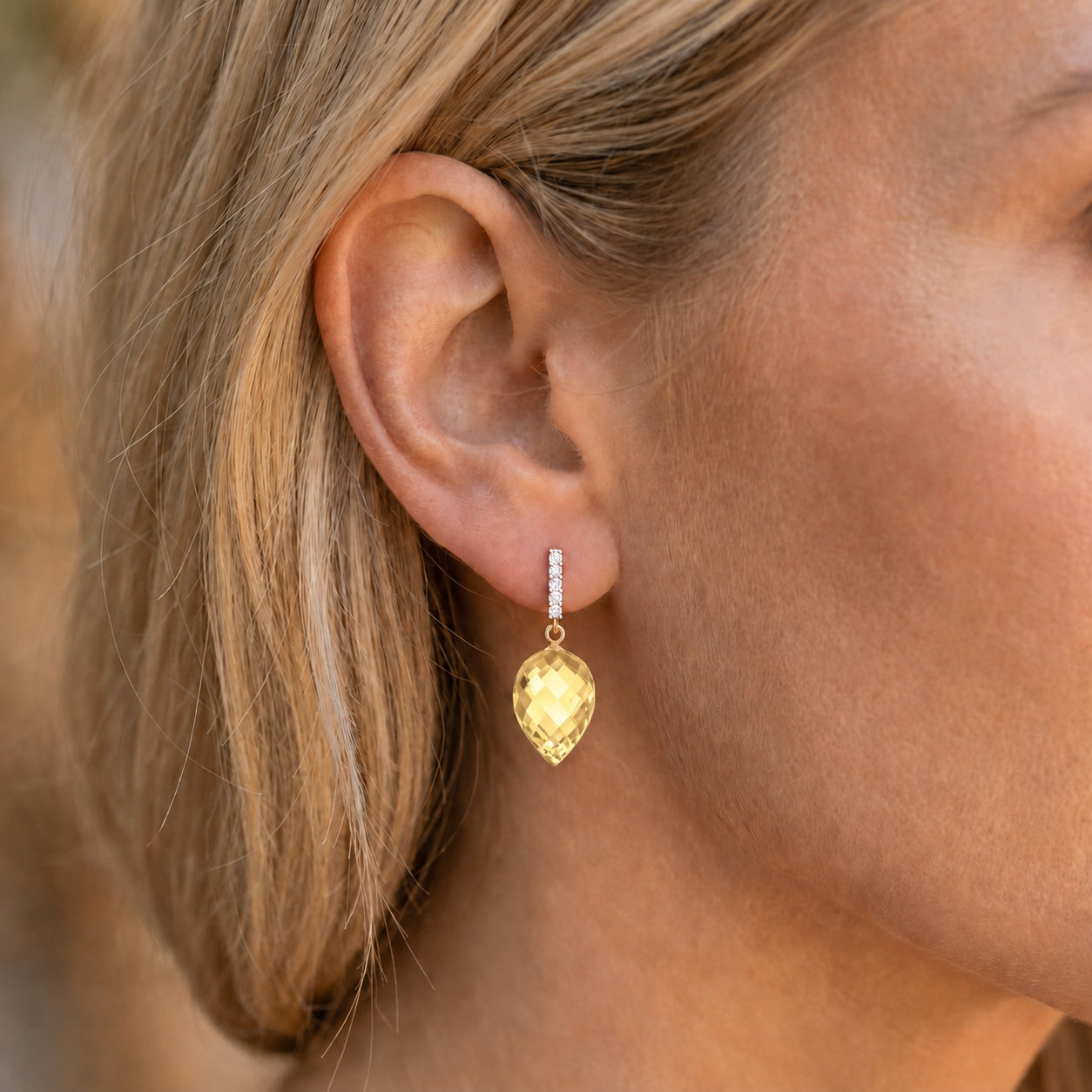Yellow Gold Earrings Lemon Quartz 10K — Gina
