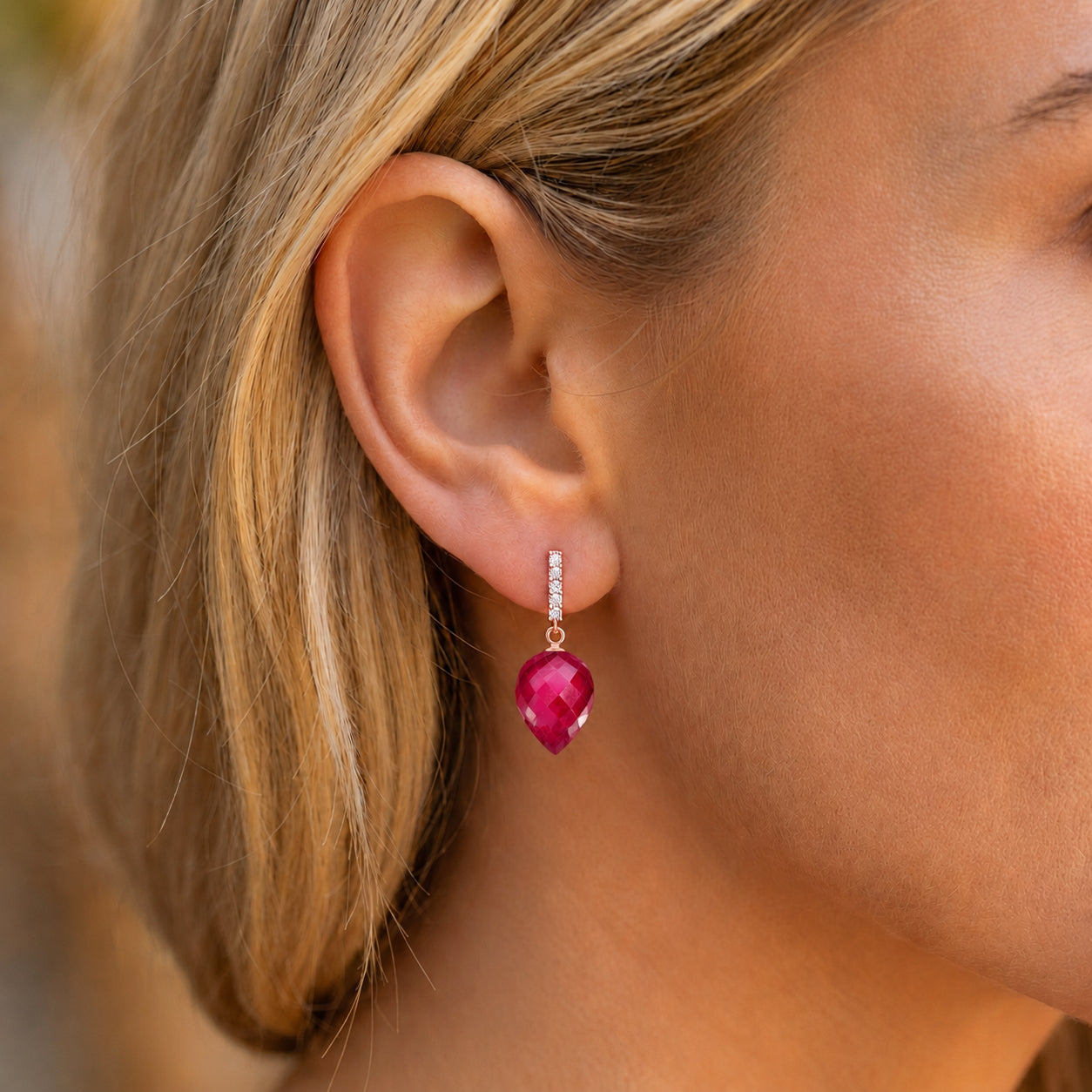 Rose Gold Earrings Spinel 10K — Gina