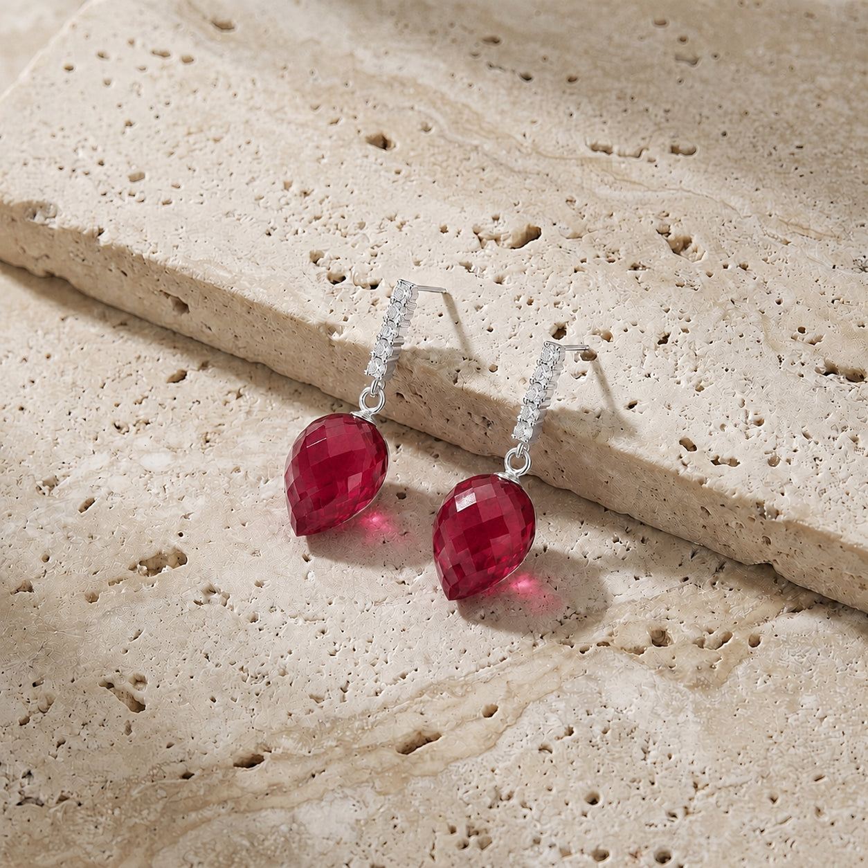 White Gold Earrings Spinel 10K — Gina