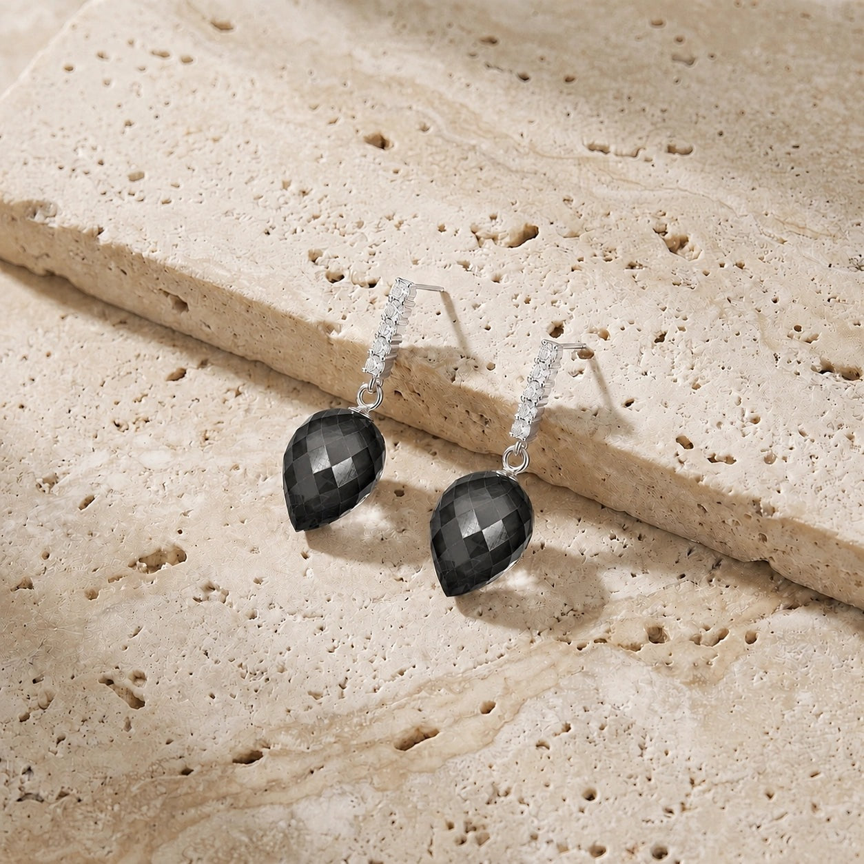 White Gold Earrings Spinel 10K — Gina