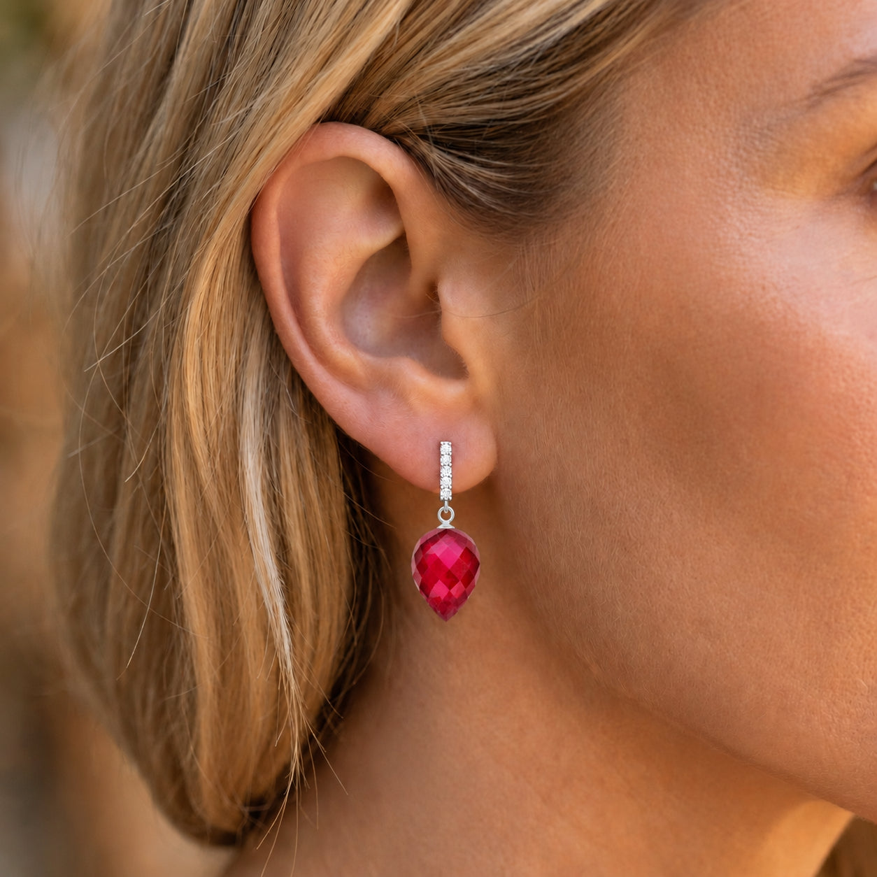 White Gold Earrings Spinel 10K — Gina