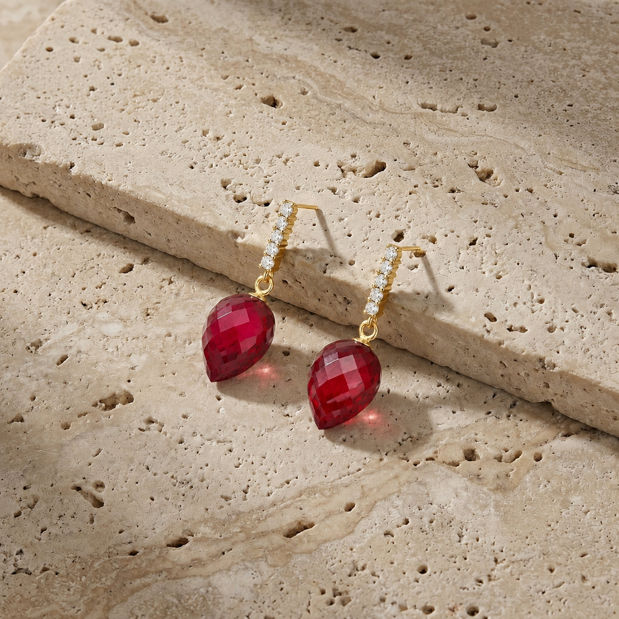 Yellow Gold Earrings Spinel 10K — Gina