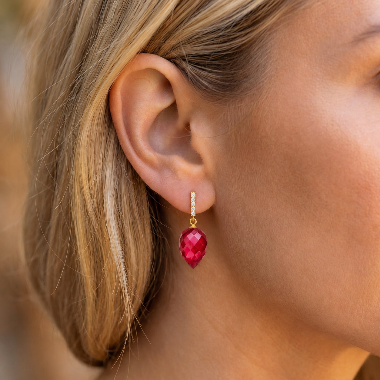 Yellow Gold Earrings Spinel 10K — Gina