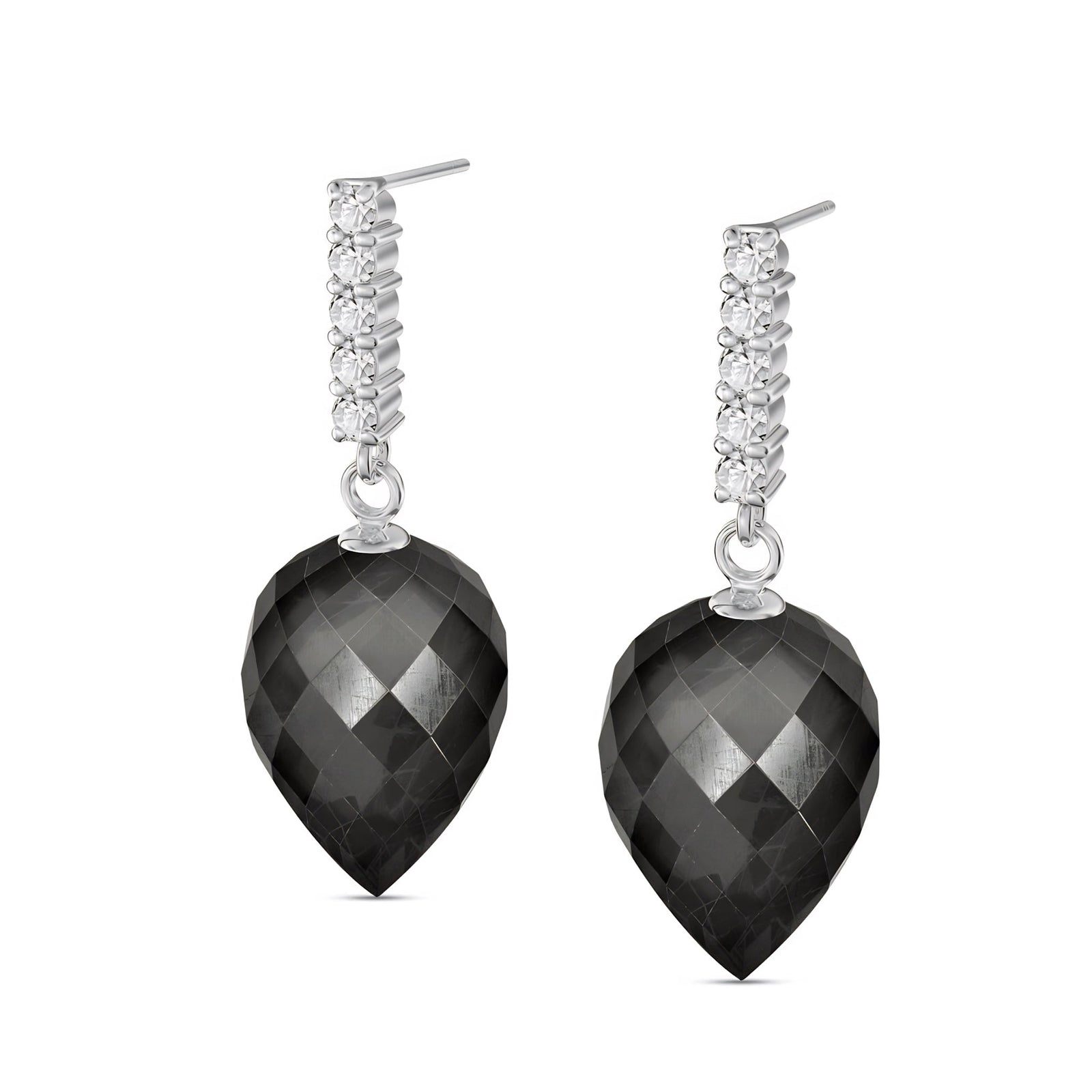 White Gold Earrings Sapphire 10K — Gina