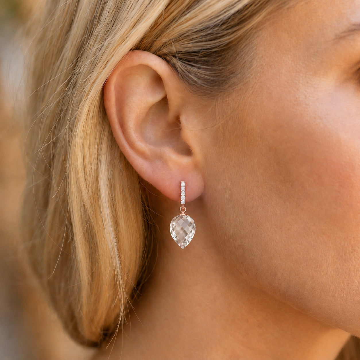 Rose Gold Earrings Emerald 10K — Gina
