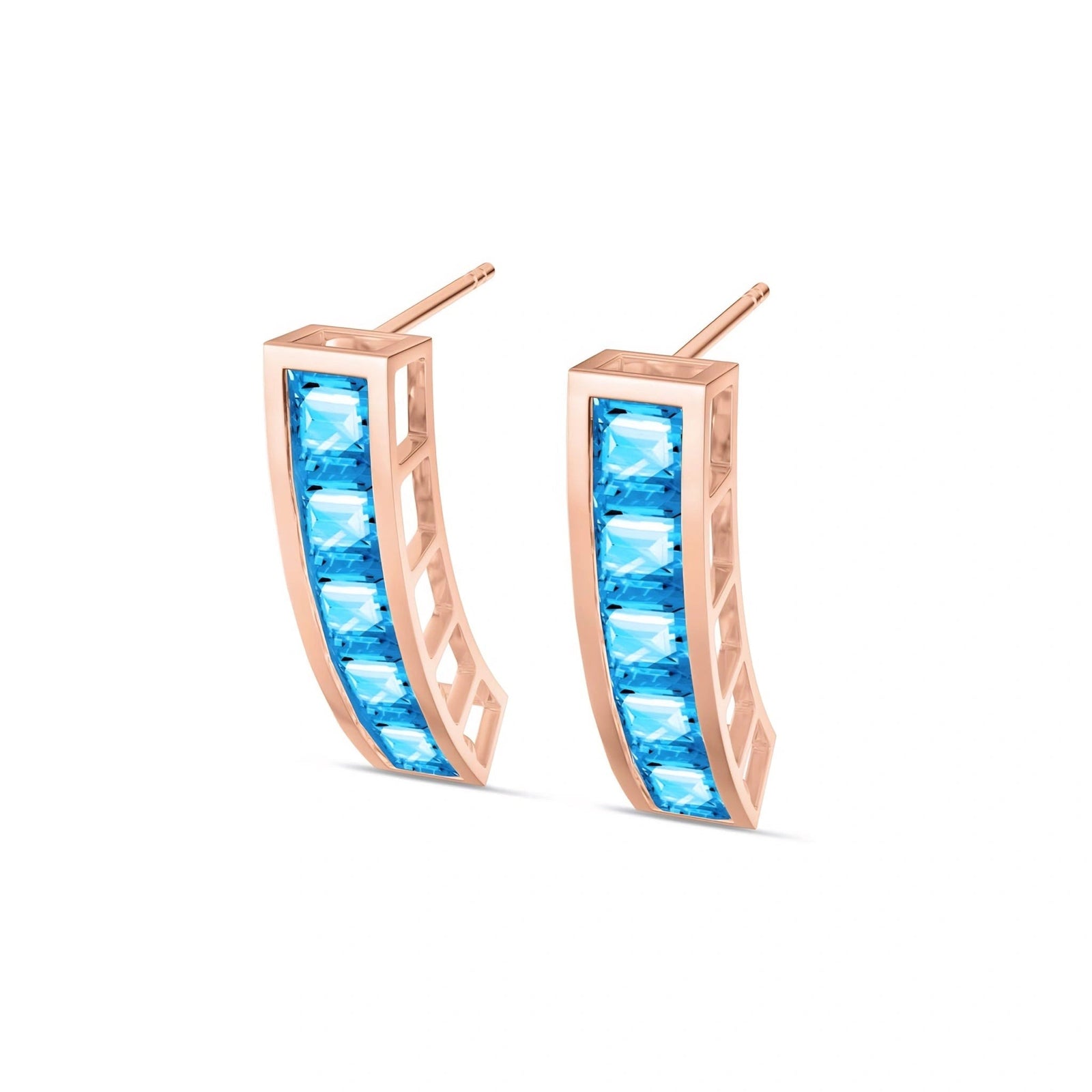 Rose Gold Bloom Earrings Blue Topaz 10K — Paola