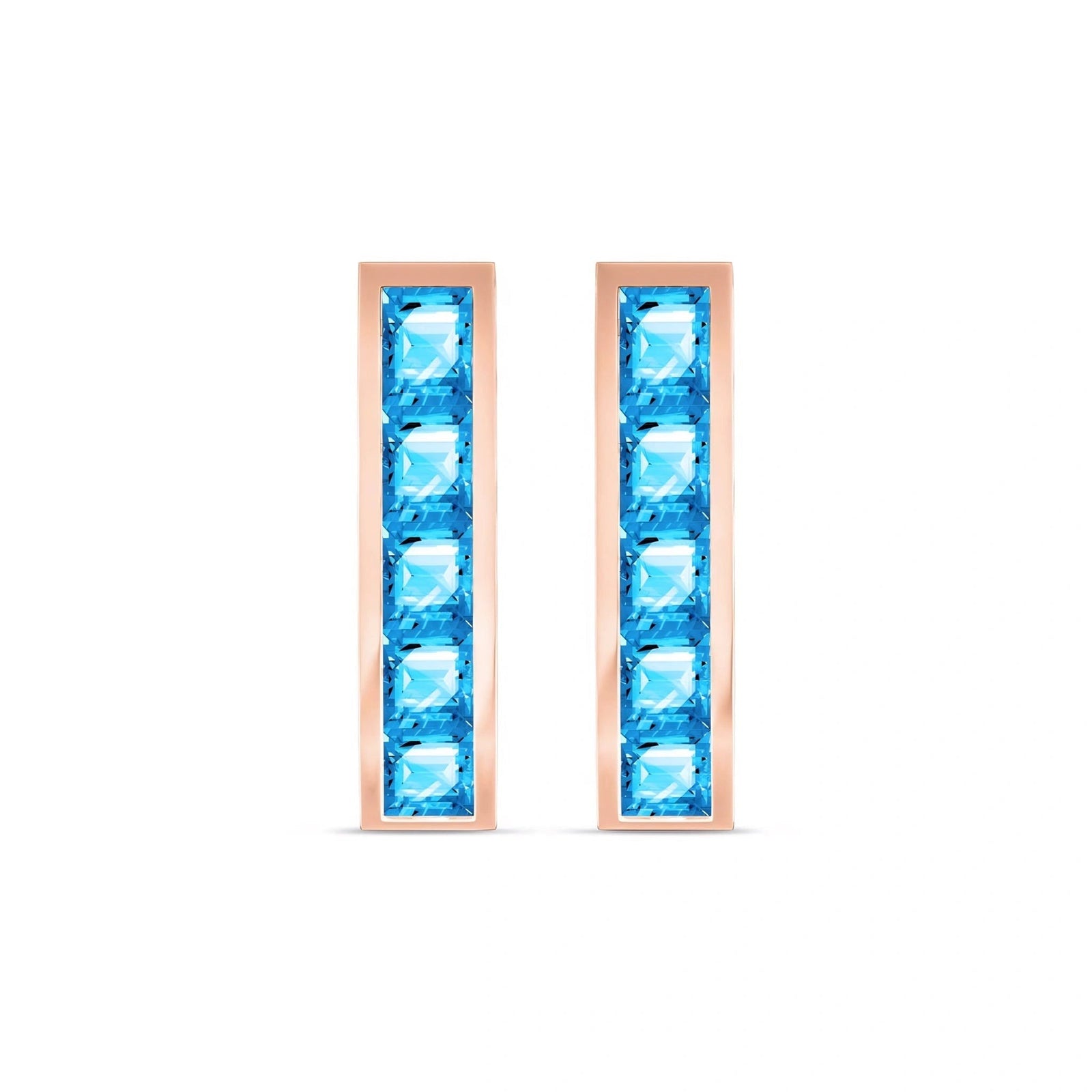 Rose Gold Bloom Earrings Blue Topaz 10K — Paola