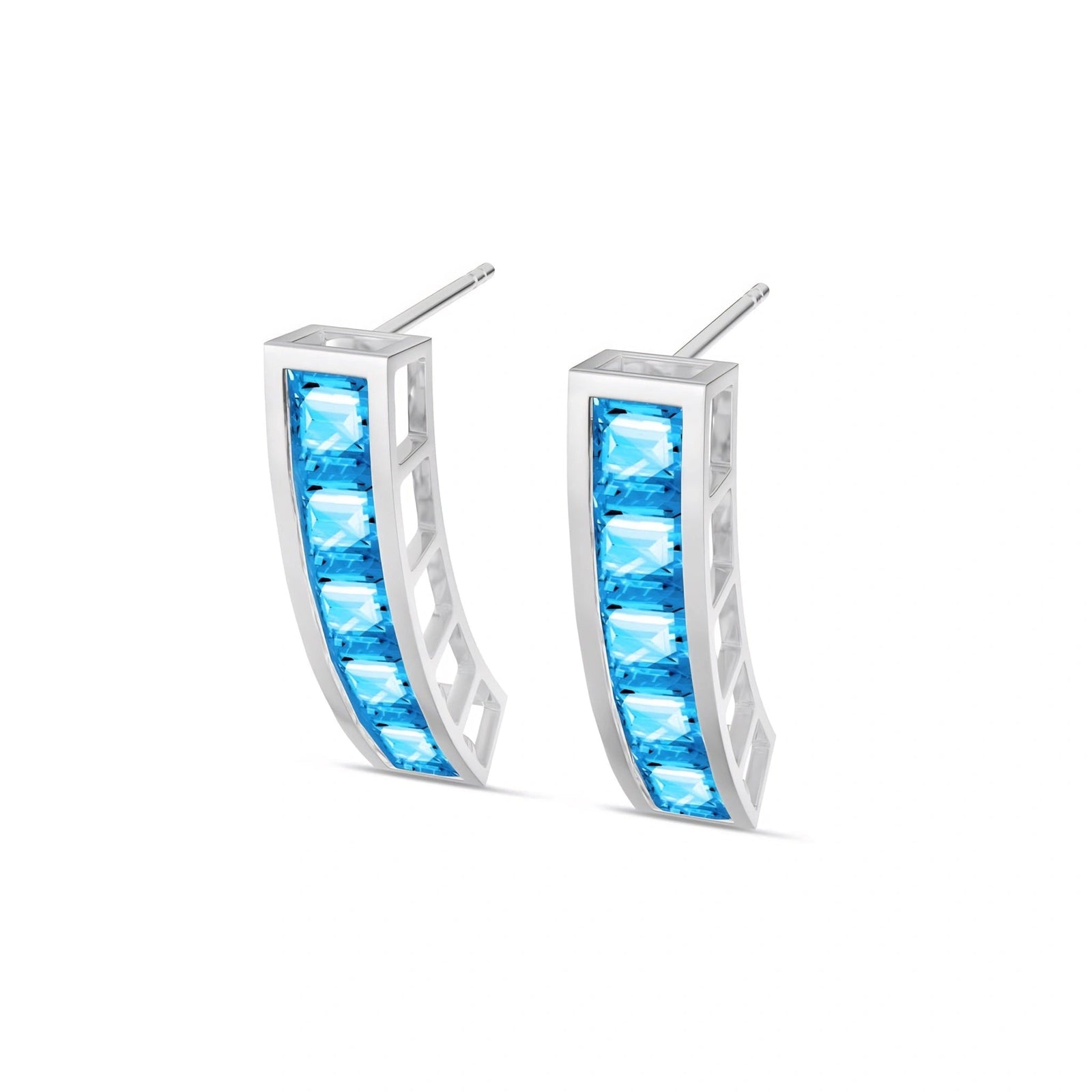 White Gold Bloom Earrings Blue Topaz 10K — Paola
