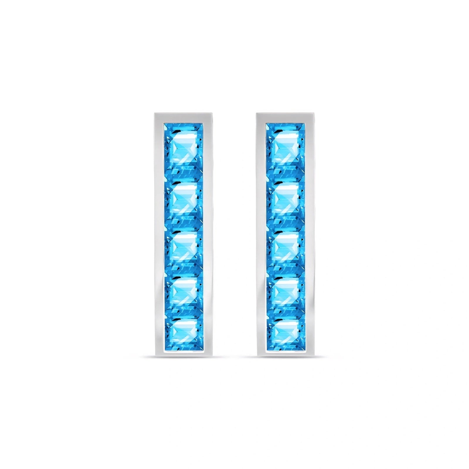 White Gold Bloom Earrings Blue Topaz 10K — Paola