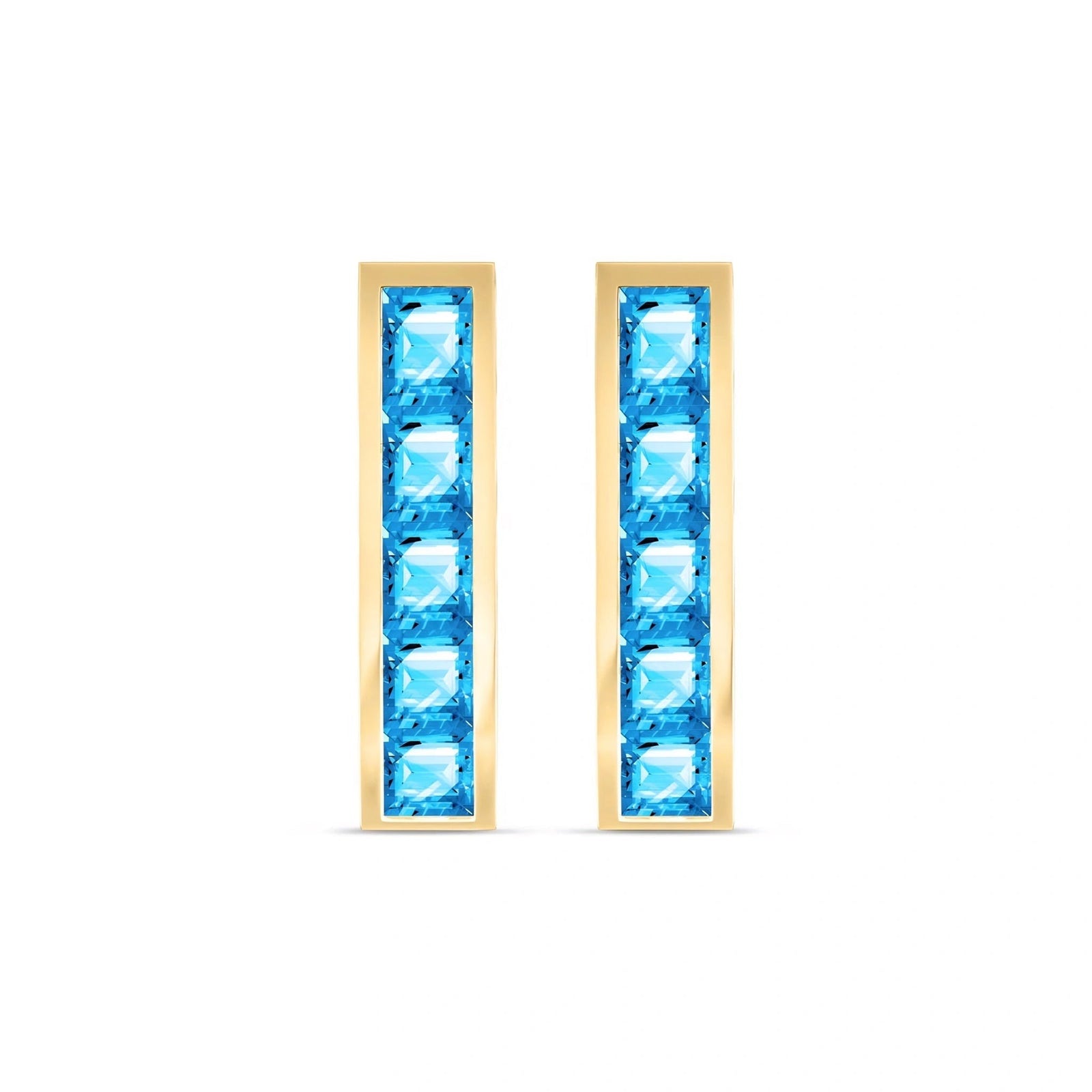 Yellow Gold Bloom Earrings Blue Topaz 10K — Paola