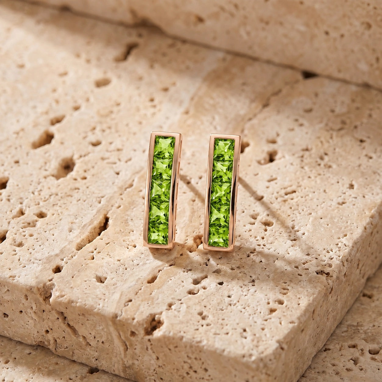 Rose Gold Bloom Earrings Peridot 10K — Paola