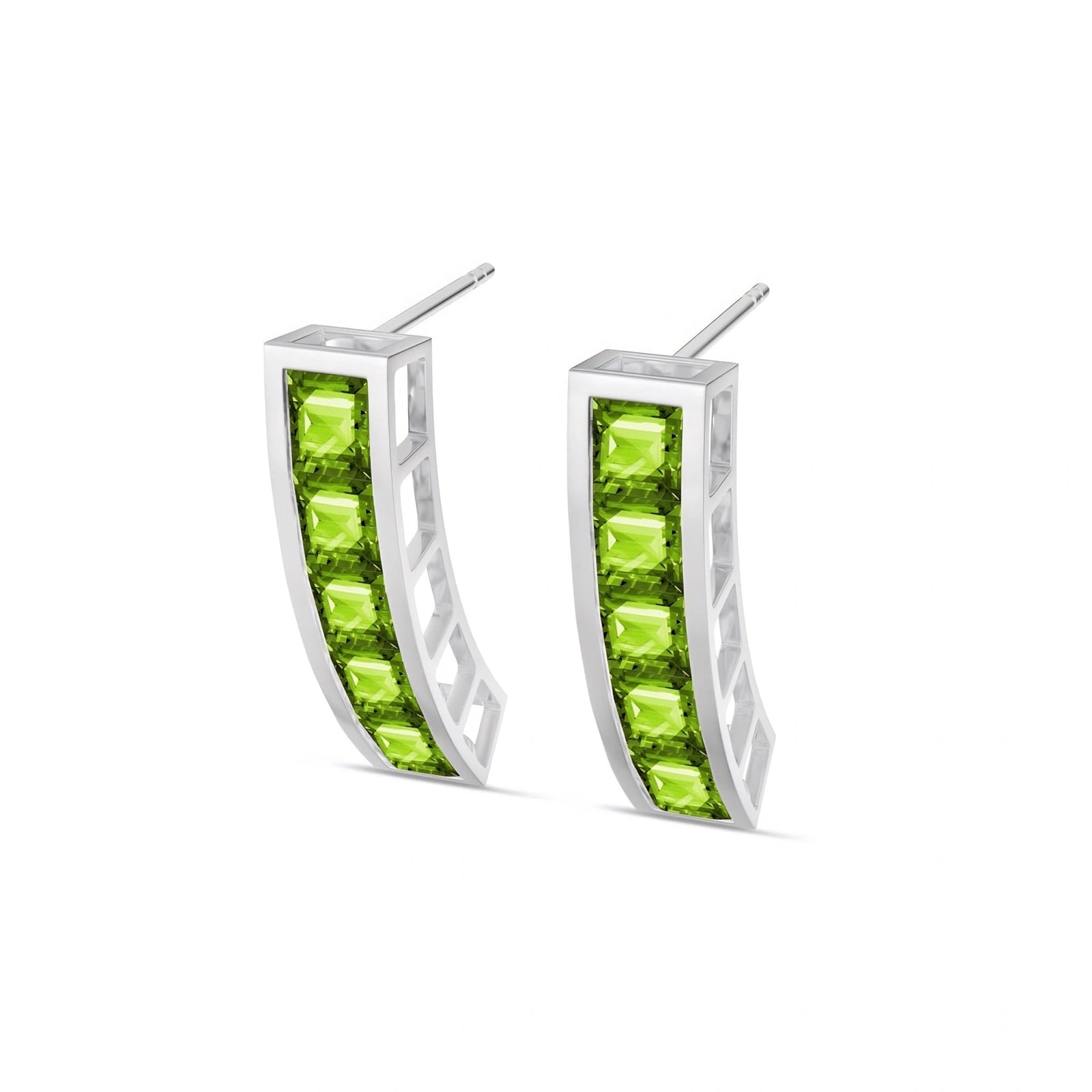 White Gold Bloom Earrings Peridot 10K — Paola