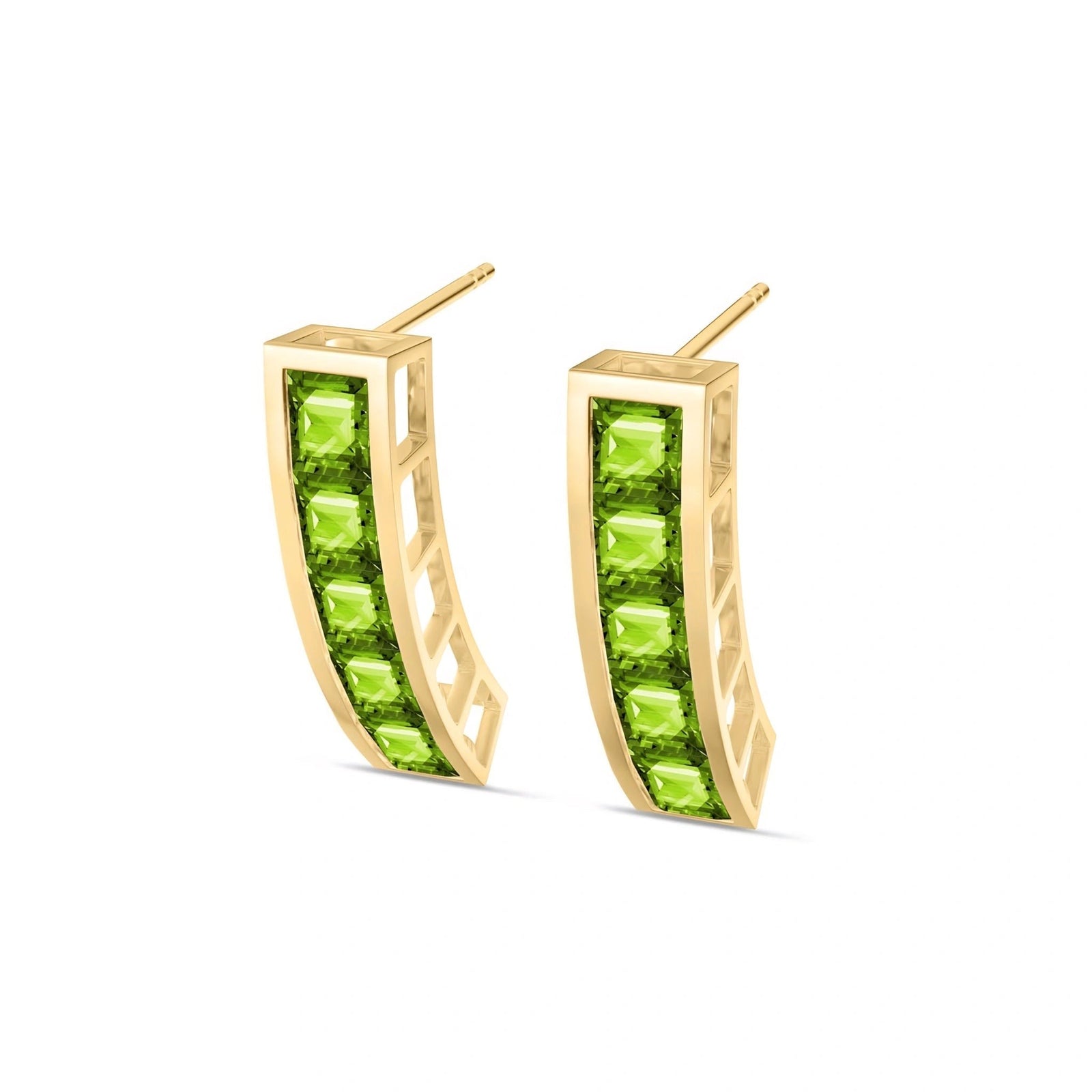 Yellow Gold Bloom Earrings Peridot 10K — Paola