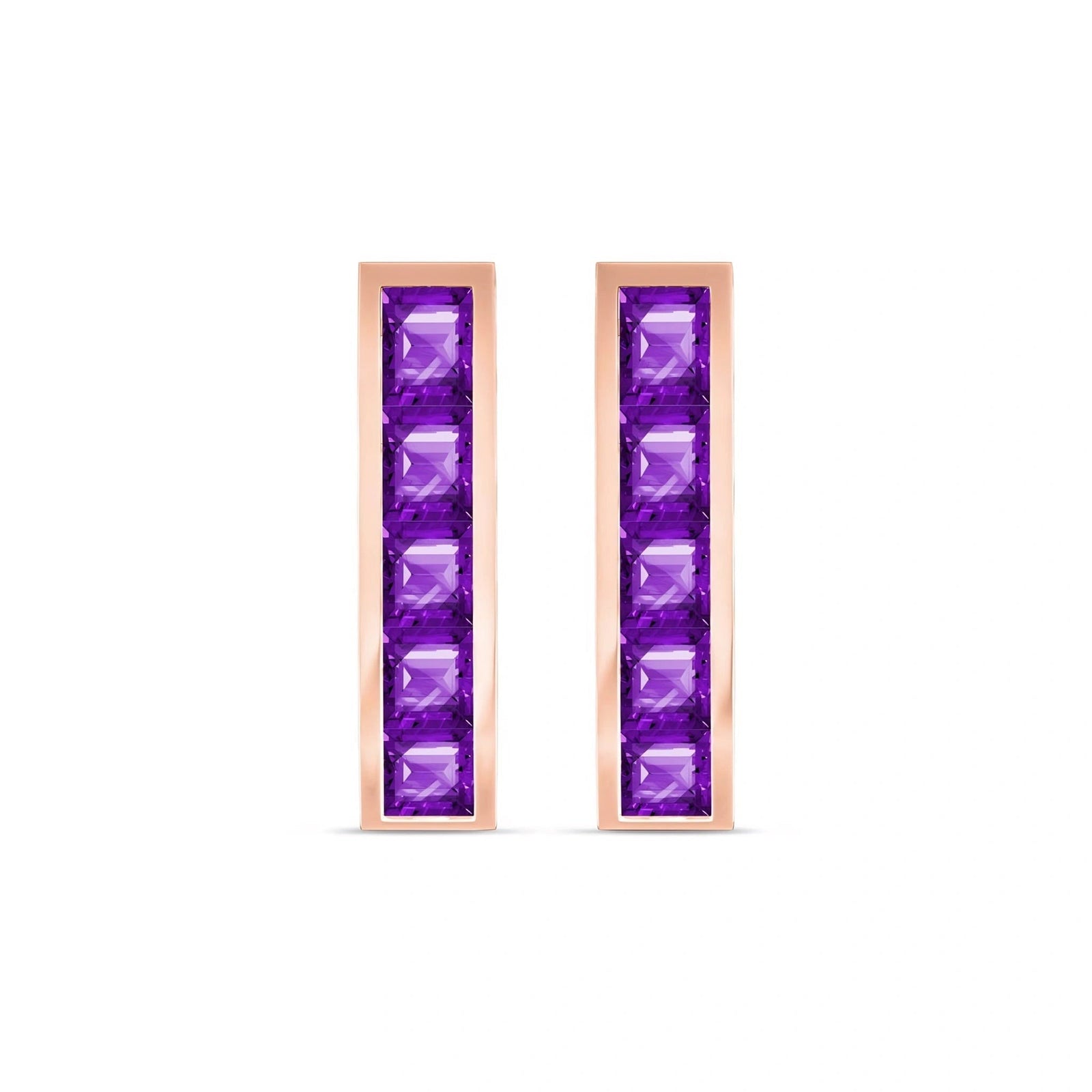 Rose Gold Bloom Earrings Amethyst 10K — Paola