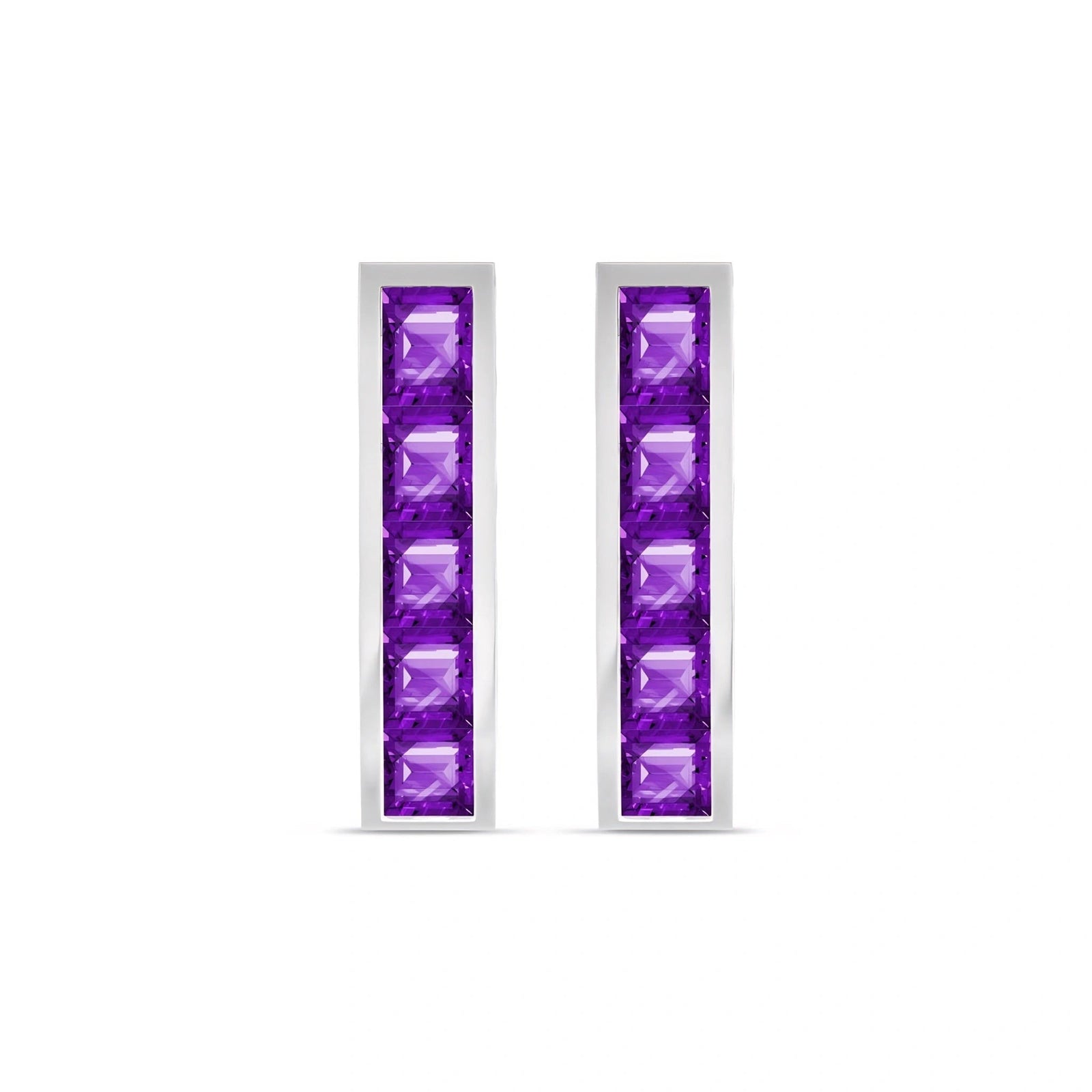 White Gold Bloom Earrings Amethyst 10K — Paola