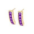 Yellow Gold Bloom Earrings Amethyst 10K — Paola