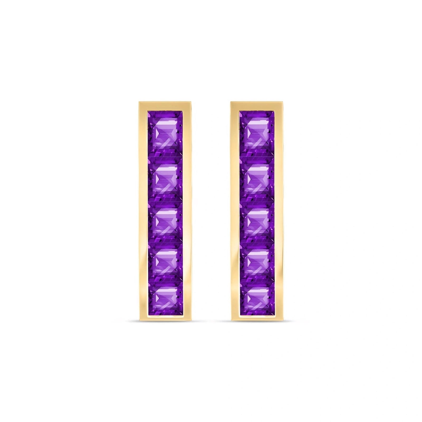 Yellow Gold Bloom Earrings Amethyst 10K — Paola